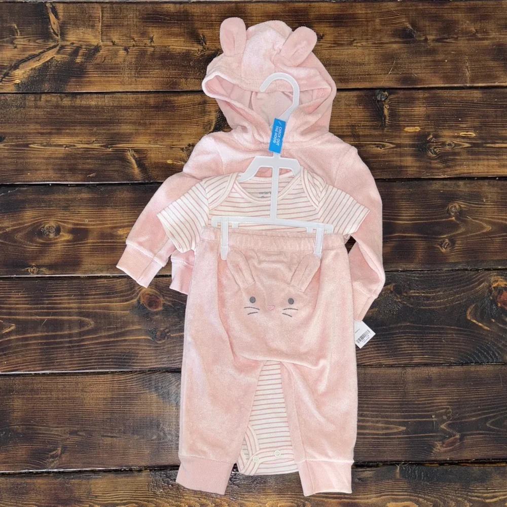 Carter's Infant Pink Bunny Matching Set Size 9 Months, NWT